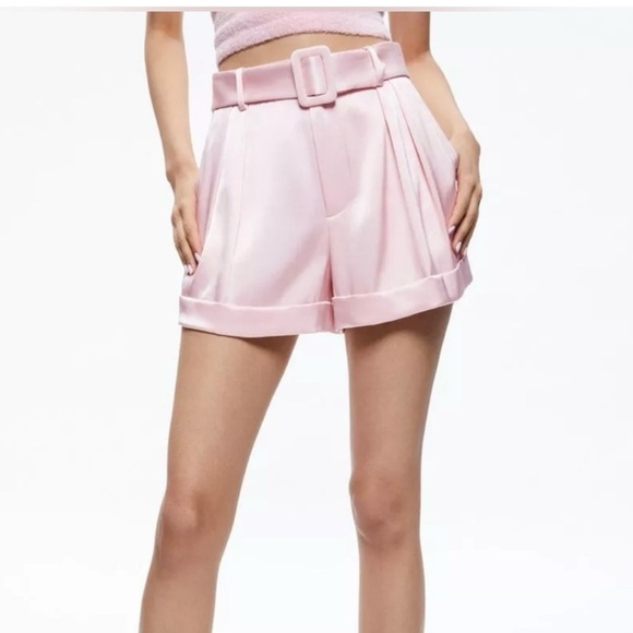 Alice + Olivia Pants - ALICE & OLIVIA Marsha High Waisted Belted Shorts Pink, Sz2, like new